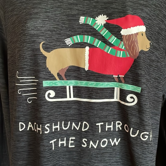 UGLY? DEREK HEART CHRISTMAS/HOLIDAY TOP FEATURING DACHSHUND Excellent Cond! Sz M - Picture 4 of 10